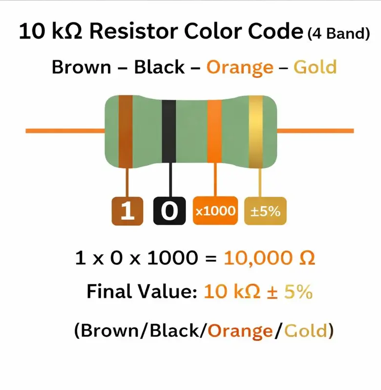 1k ohm resistor color code